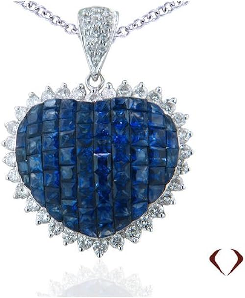 Amazon Com I D Jewelry 9 00ctw F Vs Sapphire Diamond Heart Pendant 18k Jewelry