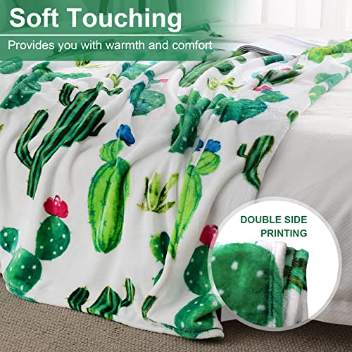 Jekeno Cactus Gifts Blanket, Double Sided Print Cactus Decor Blankets