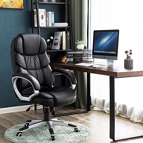 SONGMICS-Sedia-da-Ufficio-Sedia-Girevole-Office-Poltrona-Sedia-Nero-OBG24B