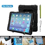 ACEGUARDER Apple Ipad Air Ipad 5 Case Waterproof Rainproof Shockproof Kids Proof Case for Ipad 5 (Gifts Outdoor Carabiner + Whistle + Handwritten Touch Pen) (Aceguarder Brand) (APPLE/BLACK)