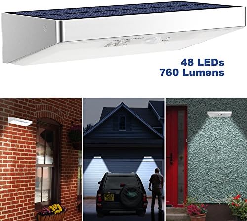 Solar Lights Outdoor, VAGAVO Motion Sensor Light with 48 LED 760lm, Aluminum Alloy Solar lights for Garden/Yard/Patio/Garage