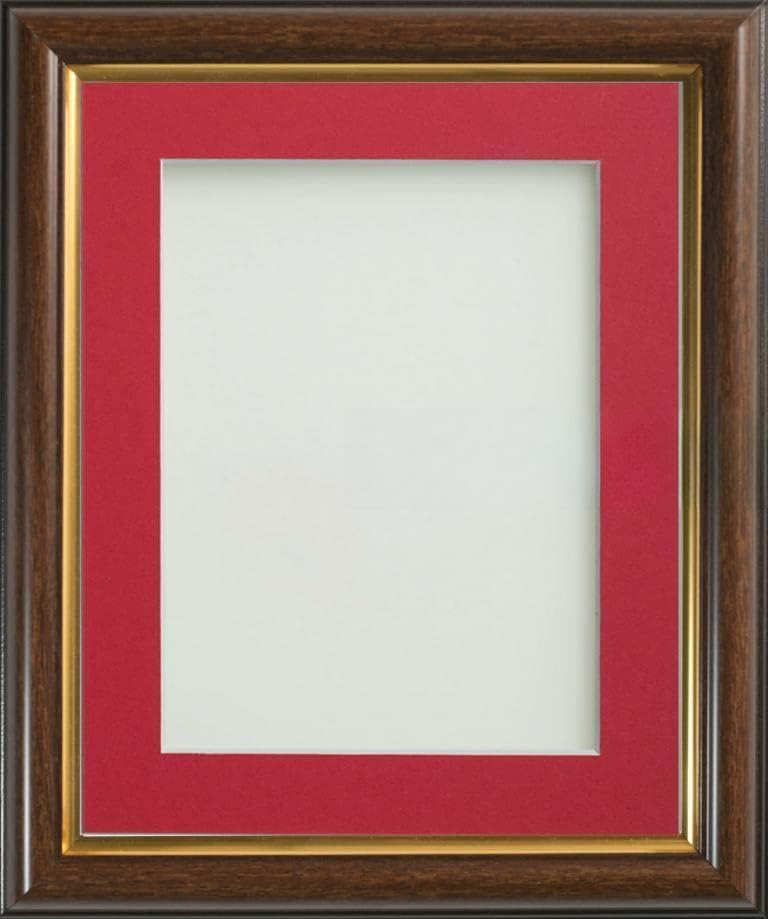 Frame Company Eldridge Mahogany Photo Frame with Red Mount, 9x7 for 7x5 inch, fitted with perspex — image 1