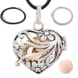 EUDORA Harmony Bola Mini Heart Pendant Wishing Ball Aromatherapy Essential Oil Diffuser 20 inches Necklace