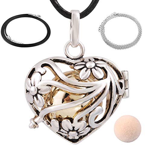 EUDORA Harmony Bola Mini Heart Pendant Wishing Ball Aromatherapy Essential Oil Diffuser 20 Inches Necklace