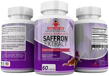 Ex-tra Strength SAFFRON EXTRACT All Natural, All in One Weight Loss, Appetite Suppressant, Skin Hyperpigmentation, Pain Relief, Stress &amp; Mood Enhancement, 60 Vegan Caps