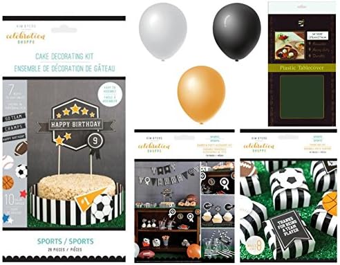 AIL Party Supplies - Deluxe "Sports - Baseball, Football, Baseball, Soccer" Party Decorating Bundle - Be the authority on your sports theme festival!