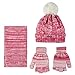 Sportoli Women's and Girls' Kids 3-Piece Cable Knit Cold Weather Accessory Set Warm Fleece Lined Pull On Hat Scarf and Gloves