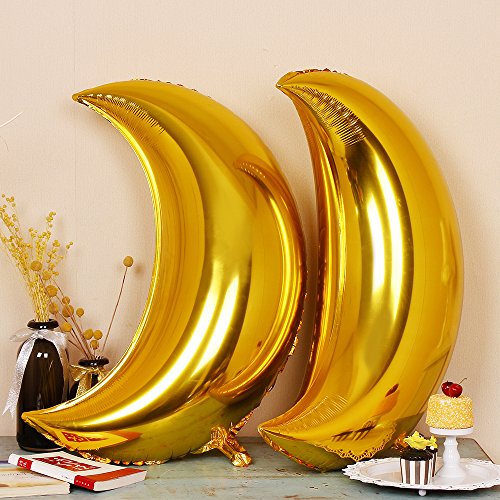 ZOOYOO 36" Moon Foil Mylar Balloon - 10pcs Balloons For Birthday Party & Wedding Decoration (Gold) - Thumbnail 5