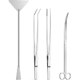 4Pcs Aquascaping Tools, Jeimier Aquascape Kit, Long and Strong Aquarium Tweezers, Scissors, Algae Scraper, Aquarium Plant Tools, Fish Tank Plant Trimming Kit