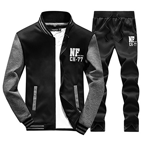 Asali Men's Slim Fit Jogging Baseball Sweat Suits Casual Tracksuits ...