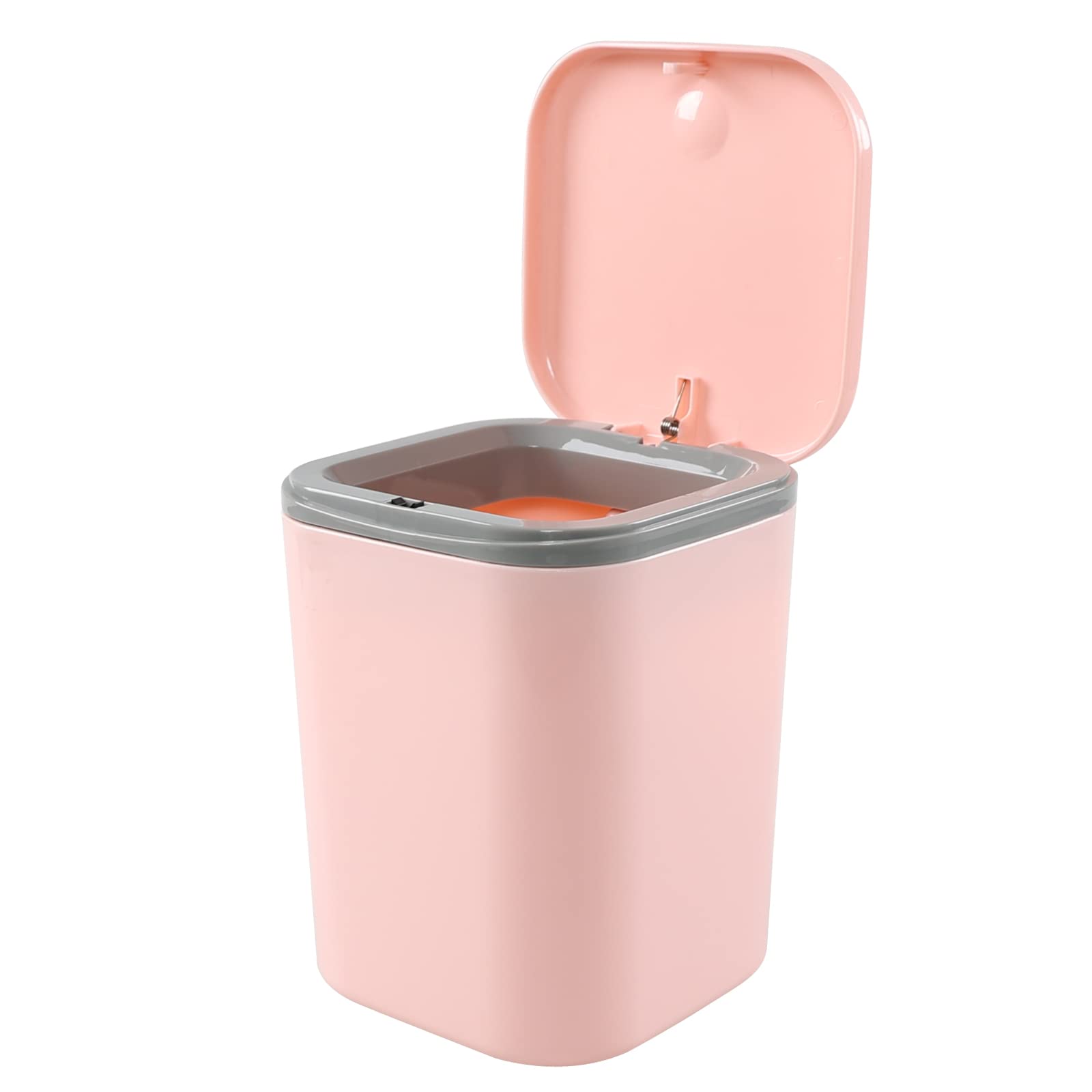 Photo 1 of Xowine 0.5 Gallon Plastic Tiny Push-Button Trash Can, Desktop Mini Waste Can, Pink