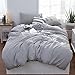 LIFETOWN 100% Jersey Knit Cotton Duvet Cover Set T-Shirt Feel Bedding Set Ultra Soft Wrinkle-Free (Grey, King)
