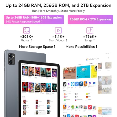 Tablet 10 Inch,Android 16 Tablet with Pen and Keyboard,with Gemini AI,24GB RAM 256GB ROM Expandable to 2TB, T606 Octa-Core Gaming Tablet,5000mAh with Fast Charge Tablette Android