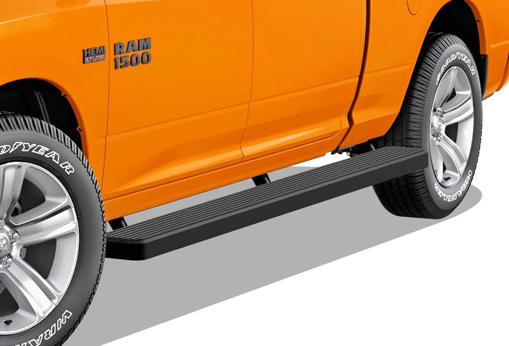 APS Running Boards Bars Compatible with Ram 1500 2009-2018 Crew Cab 5.5ft Short Bed & Ram 2500 3500 2010-2024 (Black Powder Coated 6 inches Wheel to Wheel)