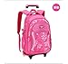 Children Trolley School Bag Backpack Wheeled School Bag For Grils Kids Wheel Schoolbag Student Backpacks Bags (pink)