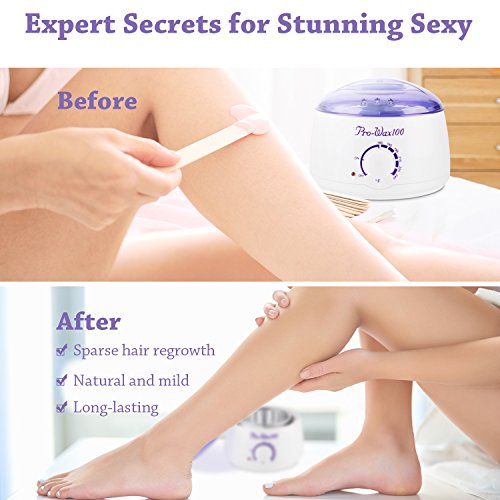 Wax Warmer Hair Removal Kit Electric Wax Melter Hot Wax Warmer Brazilian Wax Kit with 4 Different Flavors Wax Beans and 10 Wax Applicator Sticks for Women, men