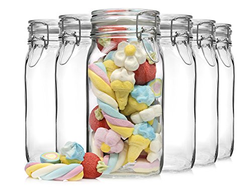 [- Bormioli Fido Gläser mit Bügelverschluss 6 teilig | Füllmenge 1,5 L | Luftdichte