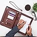 Zippered Business Padfolio with Junior Legal Notepad - Light Brown PU Leather Portfolio Binder & Organizer Folder with 8 Inch Tablet Sleeve by Lautus Designs