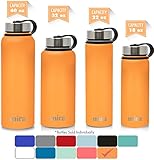 MIRA 40 Oz Stainless Steel Vacuum Insulated Wide Mouth Water Bottle | Thermos Keeps Cold for 24 hours, Hot for 12 hours | Double Walled Powder Coated Travel Flask | Pumpkin