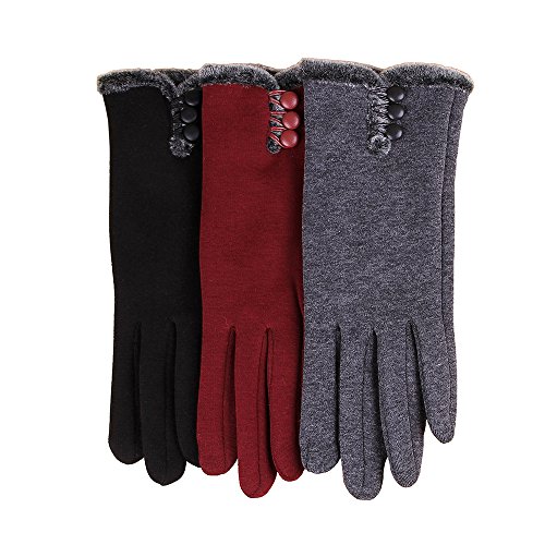 T-GOTING Womens Winter Gloves Warm Lined Touch Screen Driving Gloves (Black, One Size)