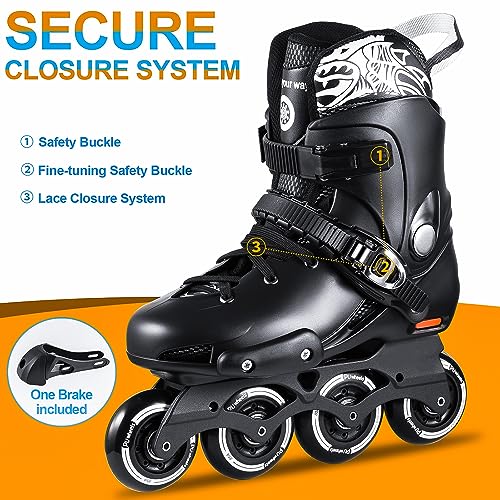 Inline Skates for Women Men, Outdoor Street Blades Roller Adult Male Female, Professional Fitness Roller Skates Blades for Unisex for Adult, Women, Male, Beginners Black