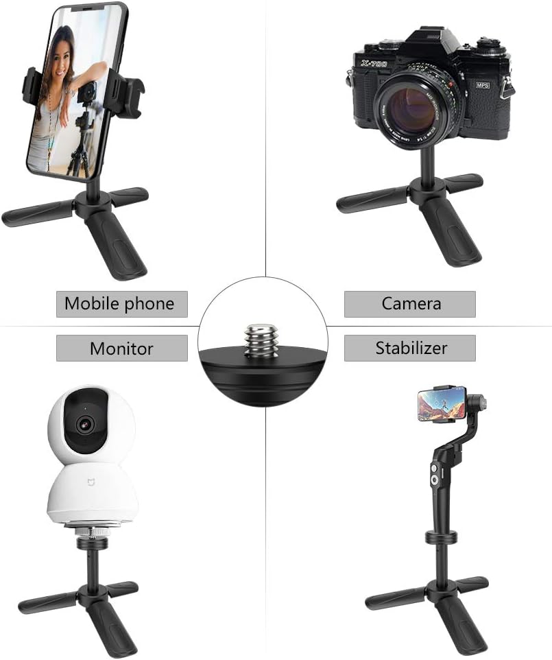 Phone Tripod, MOUNTDOG Portable Webcam Stand Mini Tripod Phone Holder, Extendable Tabletop Tripod Desktop Tripod Legs Compatible with iPhone/Camera/Samsung/Smartphone/Webcam, 360° Rotation, Black : Camera & Photo