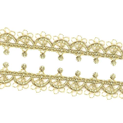 EORTA 4 Yard Gold Embroidery Lace Trim Water Soluble Lace Ribbon Gorgeous Guipure Edging Trimming Fabric Gimp Sewing Embossed Accessory Clothes Decor for Wedding Bridal Dress DIY Craft Costume, B - Thumbnail 4