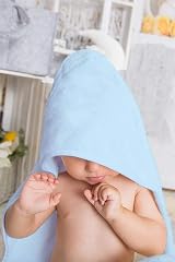 Adore Home Hooded Baby Towel Pack of Two 100% Cotton 65x65cm Blue White view 4