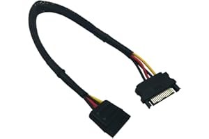 (2-Pack) COMeap 15 Pin SATA Power Extension Cable Male to Female Braided Sleeved Adapter 12-inch(30CM)