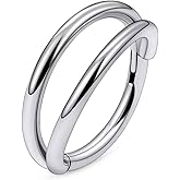 Ruifan 20G 18G 16G Titanium Nose Rings Hoops for Women Double Open Stack CZ Clicker Hinged Septum Nose Ring Lip Helix Cartilage Hoop Earring Daith Rook Conch Body Piercing Jewelry for Women