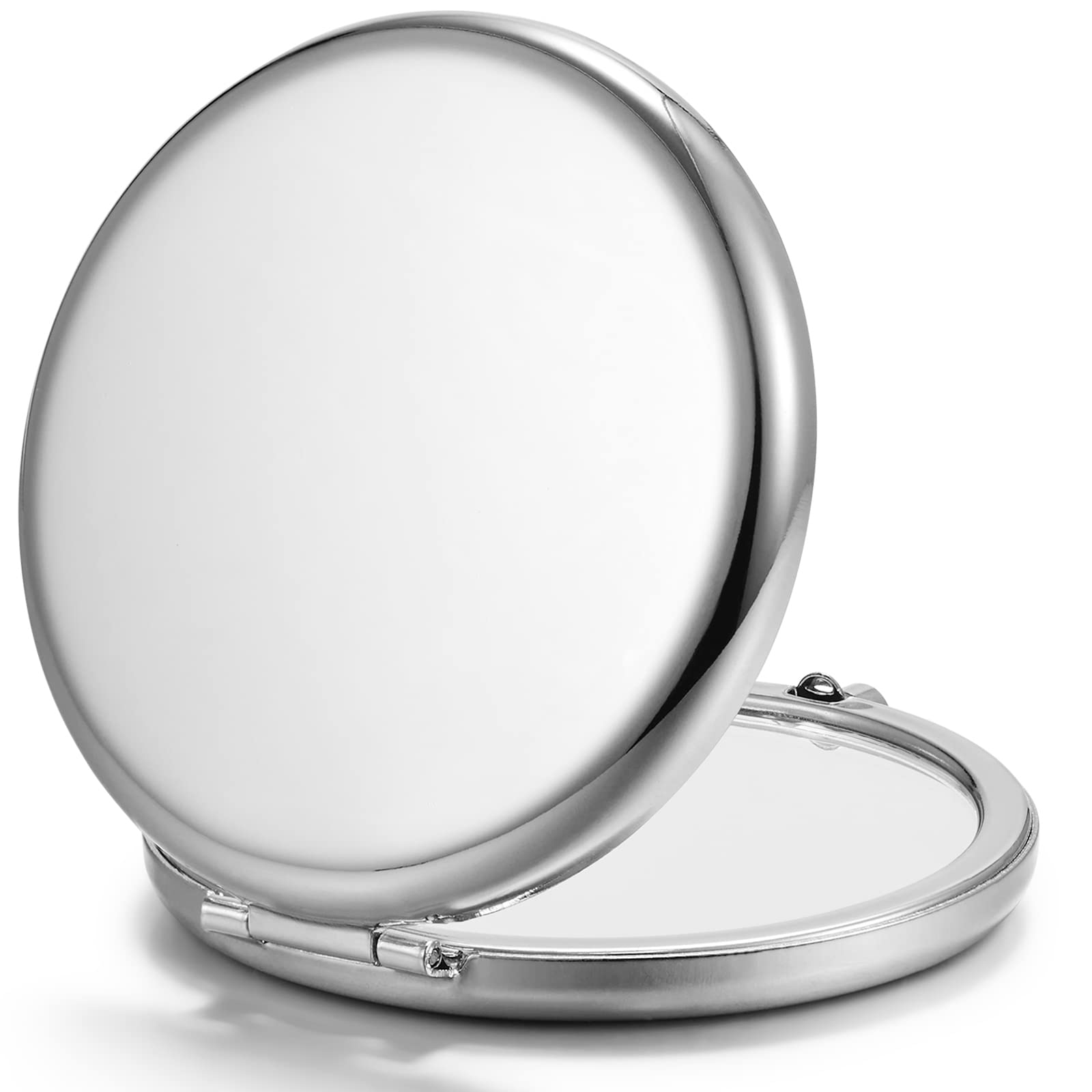 Photo 1 of Getinbulk Compact Mirror Bulk, Set of 100 Double-Sided 1X/2X Magnifying Metal Pocket Makeup Mirrors(Round, Silver)