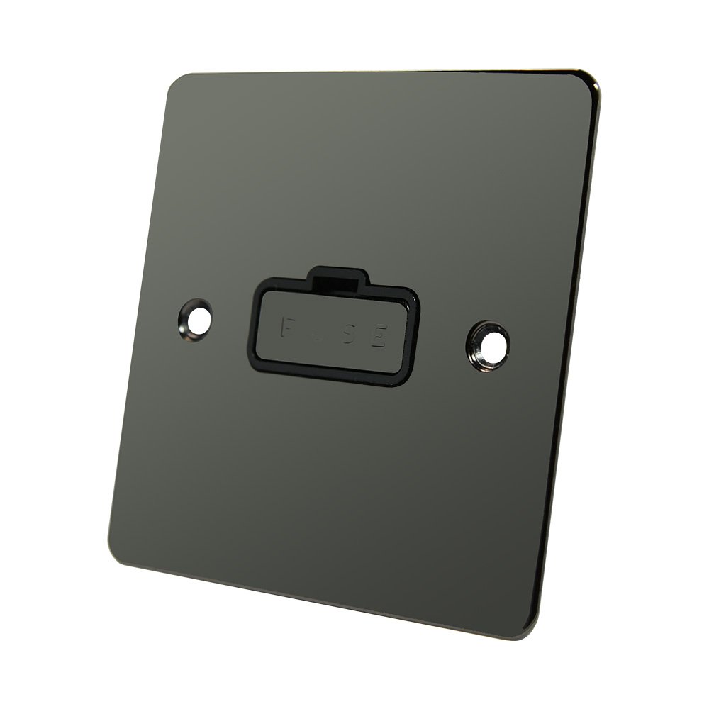 Flat Plate Black Nickel Unswitched Fused Spur - 13 Amp Fused Connection Unit