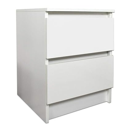 Carlton Sleek White Matt 2 Drawer Bedside Cabinet Small Chest Of