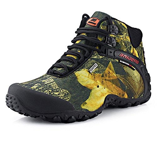 DeLamode Men OutDoor Hiking Shoes Waterproof Leather Damping Lace Wearable Rubber Soles Sneakers