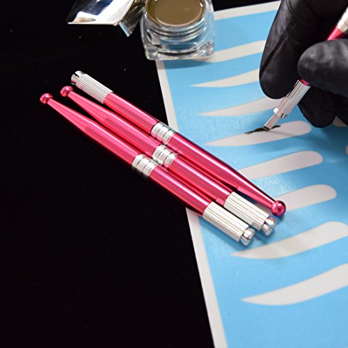 Tattoo Manual Pen Hand Tattoo Pen Professional Eyebrow Micro Needles Pen Handmade Tattoo Pen for Permanent Eyebrow Lip Color Red Professional Manual Eyebrow Tattoo Pen Blade