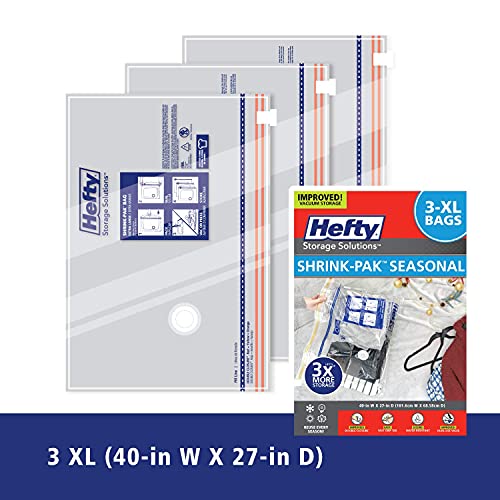Hefty ShrinkPak 3 Extra Large Vacuum Seal Storage Bags Space Saver