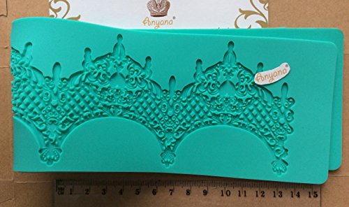 14.5" jewels baking Fondant sugar lace Silicone Mat wedding Cake Decorating mold jewelry edible Lace Embossed Sugarcraft Tools for cupcake topper decoration Anyana