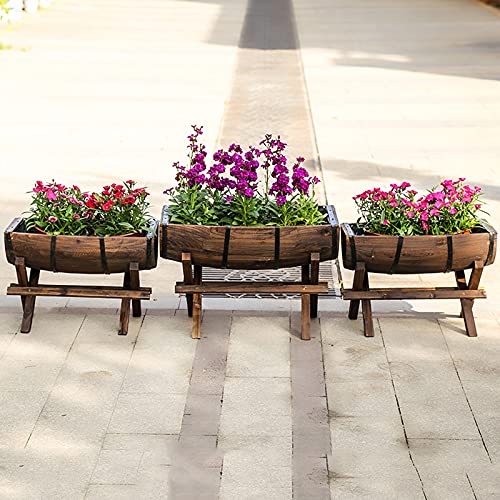 PLHMS Holzeimer im Freien Blumentöpfe, rustikales Pflanzgefäß, Pflanzkübel Holz, erhöhte Gartenbeete Hochbeet… – Bild 7