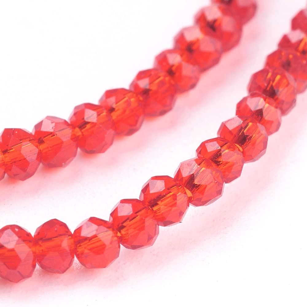 50x Czech Crystal Glass Beads CZ Bohemian Faceted Rondelle Glass Beads 3 x 2 mm Red