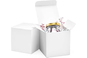 ValBox 3x3x3 White Gift Boxes 50pcs Recycled Paper Cube Boxes with Lids for Gifts, Crafting, Cupcake Boxes, Easy Assemble Boxes for Party Favor