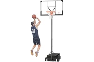 TINSTREE Basketball Hoop Outdoor System with Extra Sandbag,4.3-10FT Height Adjustable Basketball Goal System 44 Inch Shatterproof Backboard for Youth/Teens/Adults Indoor Outdoor