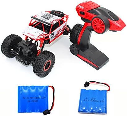 RC Car Rock Crawler Off-Road Red Electric Vehicle 4WD Remote Control Outdoors Entertainment High-Speed Racing Cars (Red)