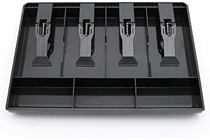 BWWNBY 4 Grid Cash Register Tray Cashier With Clip Hotel Supermarket Coin Drawer Shop(Black)