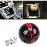 6 Speed Manual Gear Shift Knob Shift Knob for Ford Mustang GT500 Round Ball Shape (Black+Red)
