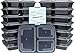 12-Piece 3-Compartments - Lunch Box Bento Box - Food Storage Portion Control Containers - 21 Day Fix BPA Free, Reusable, Microwave Dishwasher & Freezer Safe
