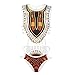 Letiane Women's African Tribal Print Bikini High Cut Monokini One Piece Swimsuit Backless Swimwear (S, White)