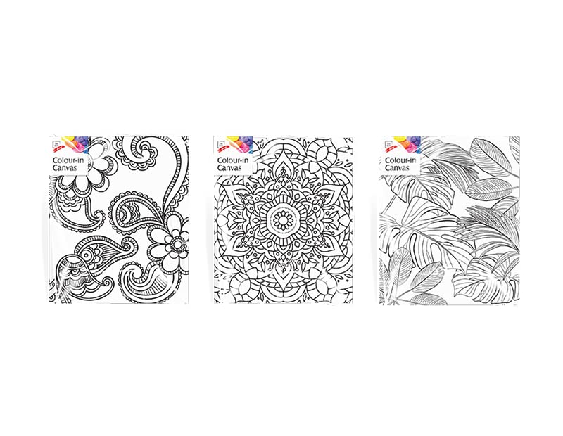 Set of 3X Artists Canvas 25cm x 30cm with pre-Printed Illustrations That can be Painted with Either Oil or Acrylic Paints.