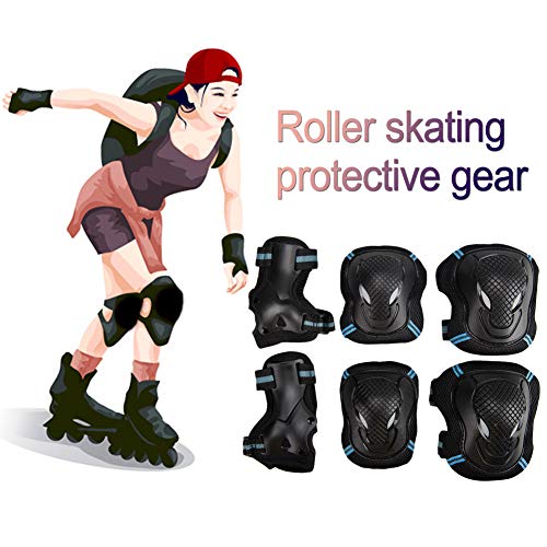Huangou BMX Bike Knee Pads and Elbow Pads Wrist Guards Sports Protective Gear Safety Pad Safeguard Protective Gear Set for Biking, Riding, Cycling and Multi Sports Safety - Ship from US (M, Blue)