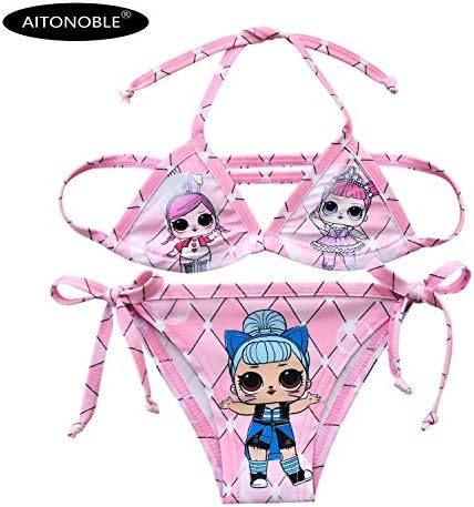 AITONOBLE LOL Swimwear Surprise Doll Cosplay Costume 2 Pieces Grils Bikini Kids Summer Beachwear