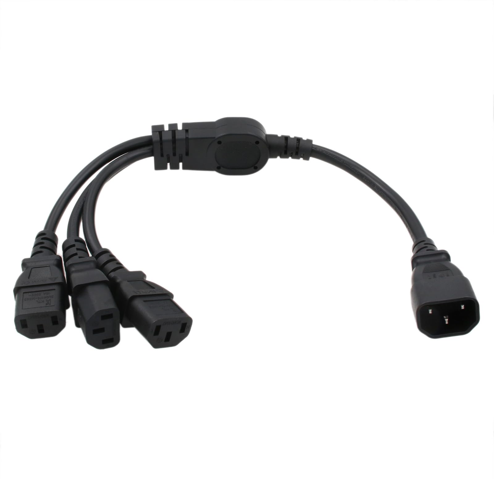 HangTon IEC320 C14 to 3 x C13 Power Splitter Cord 10A 250V Extension Cable 12 inches for UPS PDU Computer PC Monitor Server